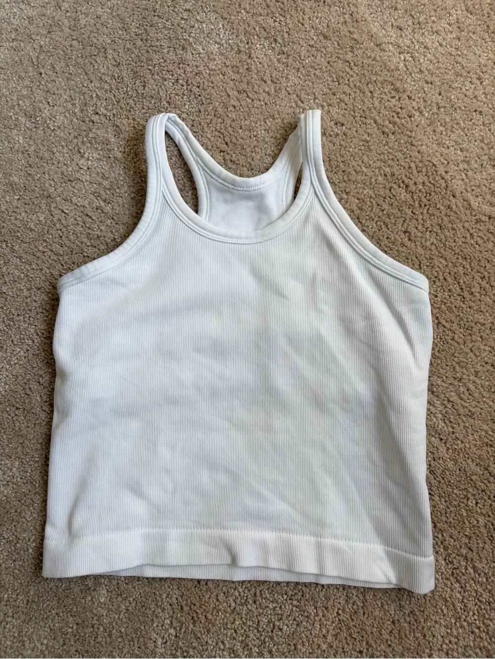 Athleta White Ribbed Racerback Tank Top - Kids